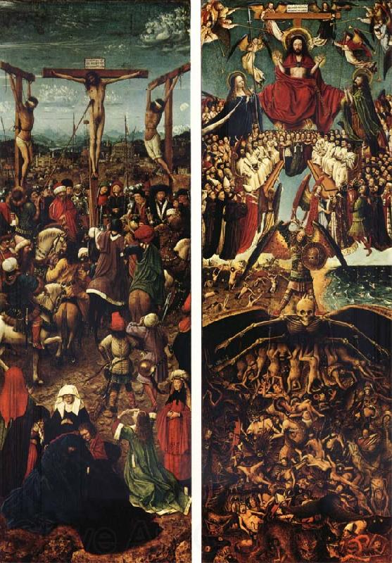 EYCK, Jan van Crucifixion and Last Judgment Norge oil painting art